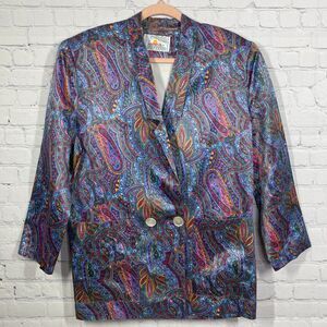 Vintage Blazer Women’s 12 Large Paisley  Oversized Made in USA Boho